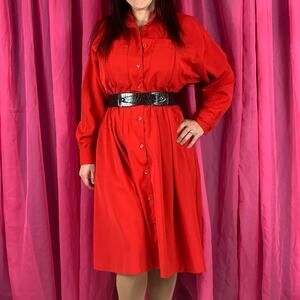 Vintage The Notebook fit and flare button down red shirt dress, size 8
